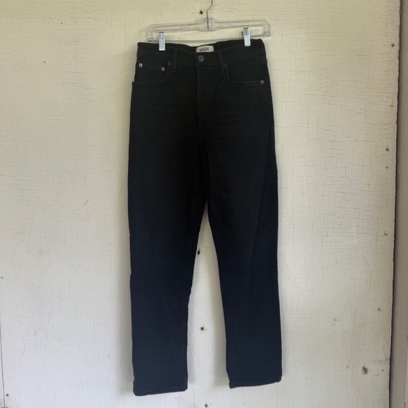 AGOLDE Riley Long Cropped High Rise black Denim 27 - Picture 3 of 9